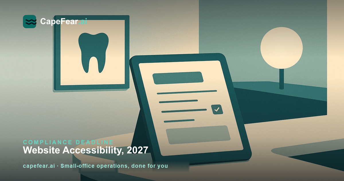 Illustration of a dental practice website, intake forms, patient portal and online payments as accessibility compliance tasks