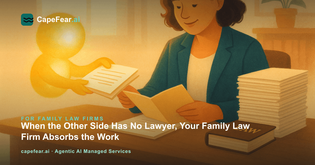 Illustration representing a family law firm managing extra casework from a self-represented opposing party