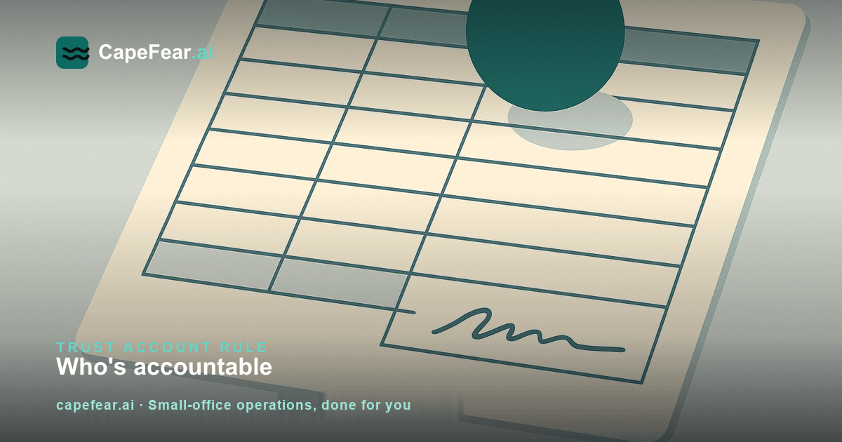 A checklist of trust account accountability steps: name the licensee, reconcile monthly, notify the bank, document it